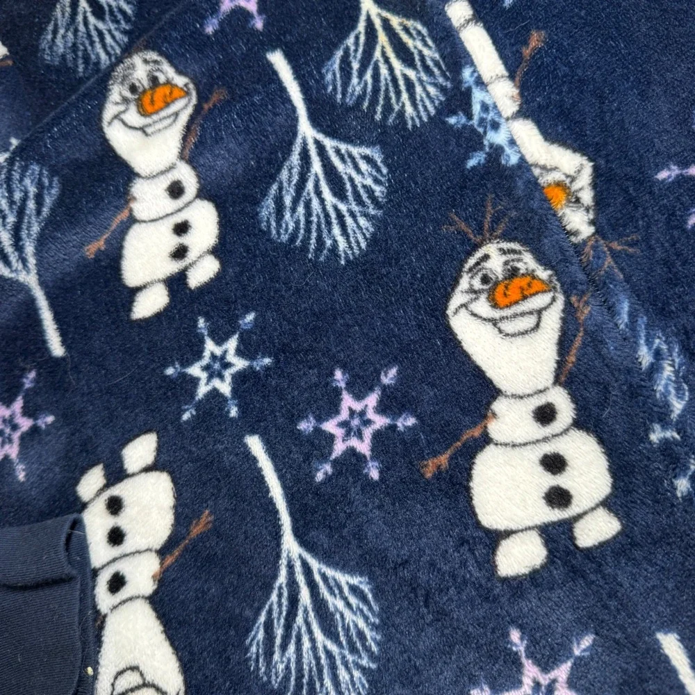 Disney Frozen II Olaf Hooded Union Suit Blue Cove Fleece Pajamas L 12-14
